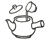 急須に茶葉を入れ、湯呑み茶碗のお湯を急須に注ぎ、約2分ほど待ちます。